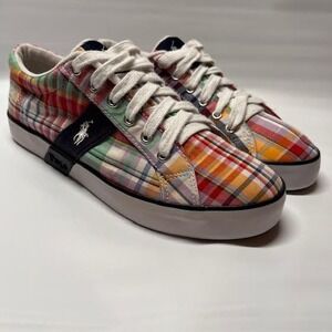 Ralph Lauren Plaid Canvas‎ Kids Sneakers Shoes Colorful Preppy Style